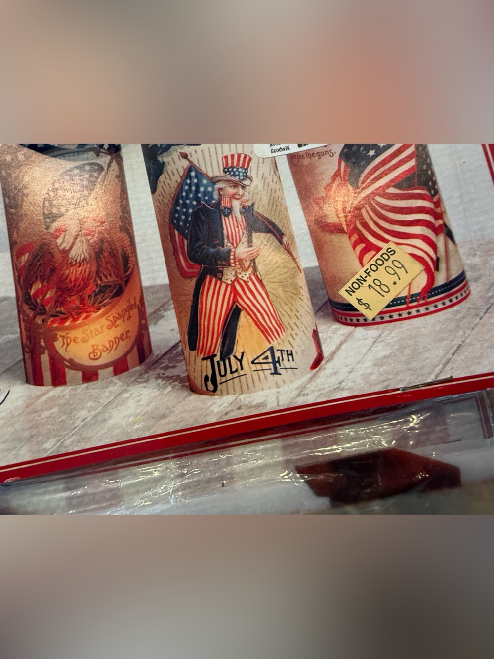 Bethany Lowe Patriotic luminary set of 3 - flag, Uncle  - antique style
